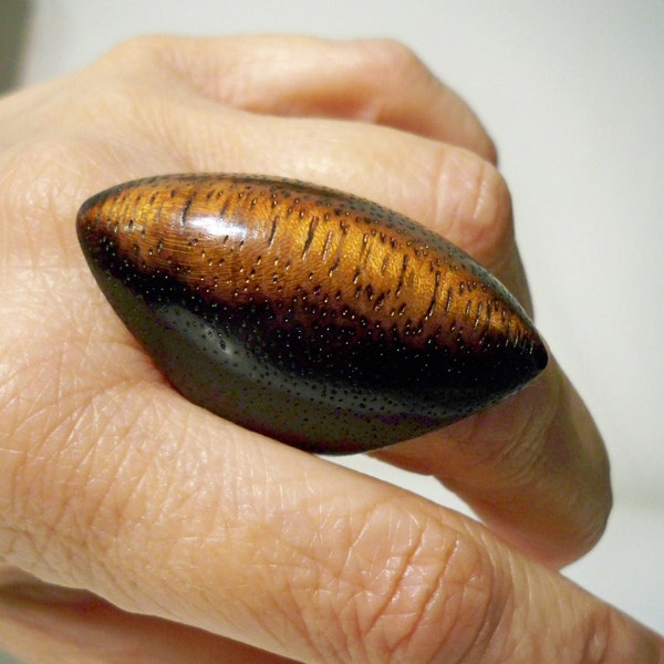 wooden ring, Made to order, exotic merbau wood, big ring, statement ring, ring for her, gift for her, wood ring women, boho rings, for women