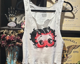 Betty Boop distressed cropped wife pleaser tank top