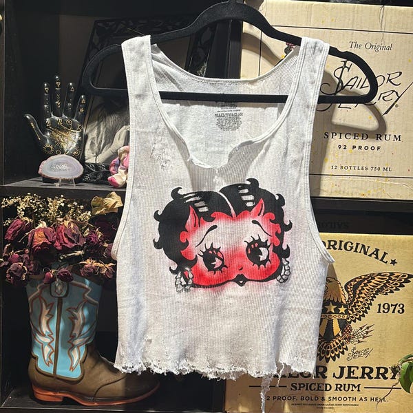 Betty Boop Distressed abgeschnitten Frau bitte Tank Top