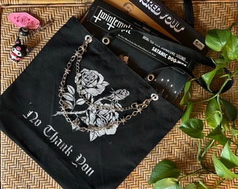 Classic Rose Canvas Tote Bag With Chain Detail