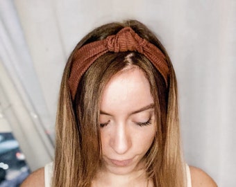 Adult rib knit knotted headband, made to order