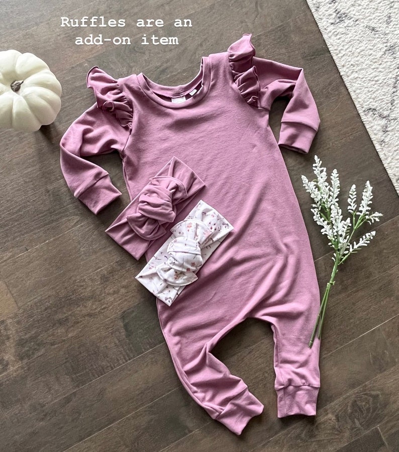 Long sleeve pull-on baby romper, made to order image 6