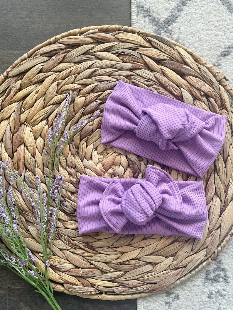 Mommy & me rib knit twist headband set, made to order orchid rib