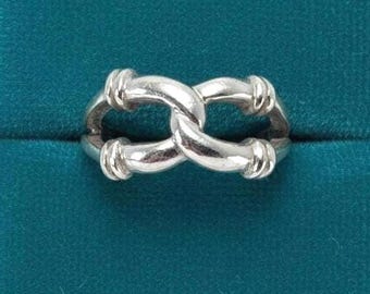 Vintage-Liebesknotenring aus Sterlingsilber, signiert „Unity Band“, Größe 5,5 – aus einem Nachlass
