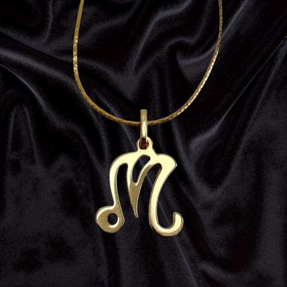 14K Gold Cursive M Initial Necklace Italian Chain… - image 10