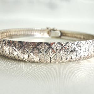 Vintage Italian Sterling Silver Bracelet 7.5 inches Long, 7mm Wide, Mid-Century Modern Design, 925, JCM Maker, Estate Find, Gift For Her