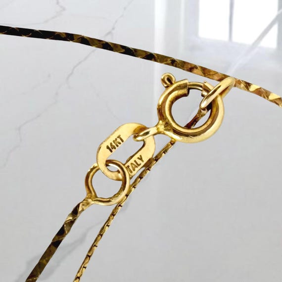 14K Gold Cursive M Initial Necklace Italian Chain… - image 3