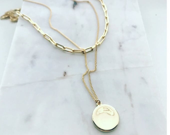 Coin Nugget Layered Necklace, JushShop