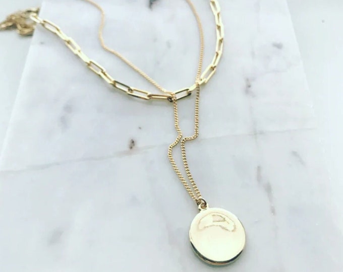 The Double Coin Chain Necklace, Gold Layering Necklace, Silver Layering Necklace, Stacking Necklace, Paperclip Chain, JushShop