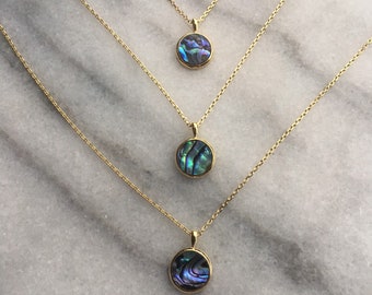 Abalone shell necklace; Mini abalone jewelry; Abalone pendant; Handmade jewelry; Petite jewelry