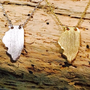 Illinois Necklace, State of Illinois, Illinois Jewelry, Chicago, Gold Illinois Necklace, Silver Illinois Necklace