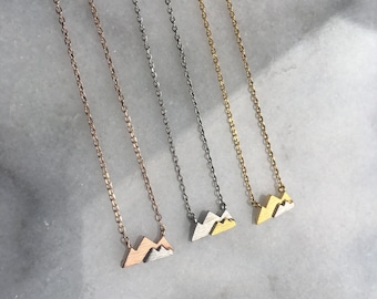 Two Tone Mountain Necklace, Dainty Mountain Necklace, Silver Mountain, Gold Mountain, Rose Gold Mountain, Outdoor Lover Gift