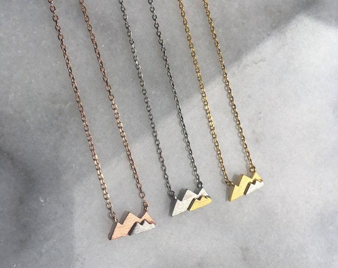 Two Tone Mountain Necklace, Dainty Mountain Necklace, Silver Mountain, Gold Mountain, Rose Gold Mountain, Outdoor Lover Gift