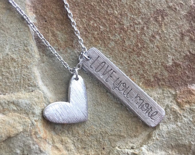 Love You More Necklace, Silver Love You More Necklace, Gold Love You More Necklace, Mother's Day Gift, Graduation Gift, Minimalist, JushShop