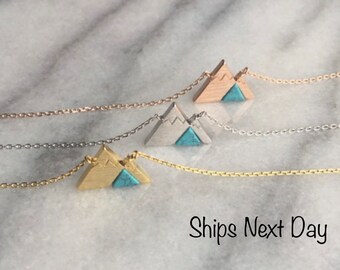 Mountain Necklace, Friendship Necklace, Turquoise Mountain Necklace, To the Mountains, Hiking Necklace, Mountain Biking Necklace