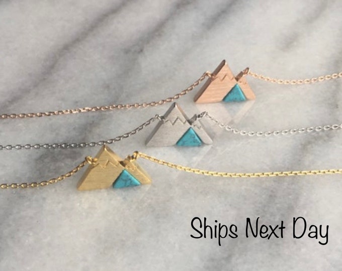 Mountain Necklace, Friendship Necklace, Turquoise Mountain Necklace, To the Mountains, Hiking Necklace, Mountain Biking Necklace,