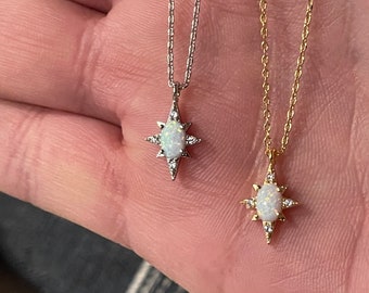 Opal Starburst Pendant Necklace, Opal Necklace, Unique Opal Starburst Statement Pendant, Eye-Catching Opal, Celestial Star Necklace
