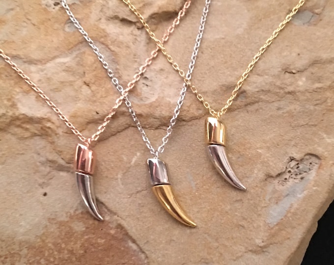Horn Necklace Two Tone, JushShop