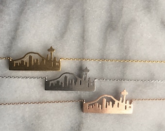 Seattle Necklace, Mount Rainier Necklace, Sky Needle Necklace, Pacific Northwest, Gift for Her, Christmas Gift, Free Gift Box