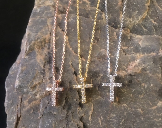 Cross Necklace, CZ Cross Necklace, JushShop