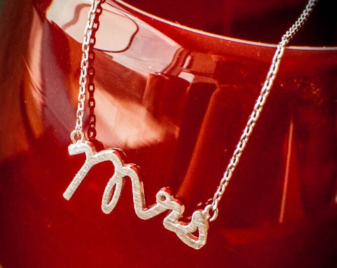 Mrs Necklace, Wife gift, fiancee, wedding gift, love,  dainty mrs necklace,  bridal gift, JushShop