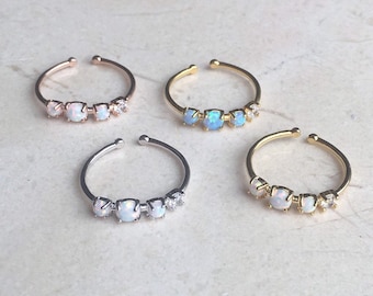 Adjustable Opal Stone Ring, Gift for Her