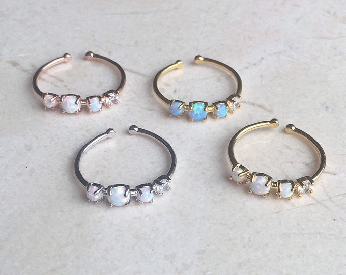 Adjustable Opal Stone Ring, Gift for Her