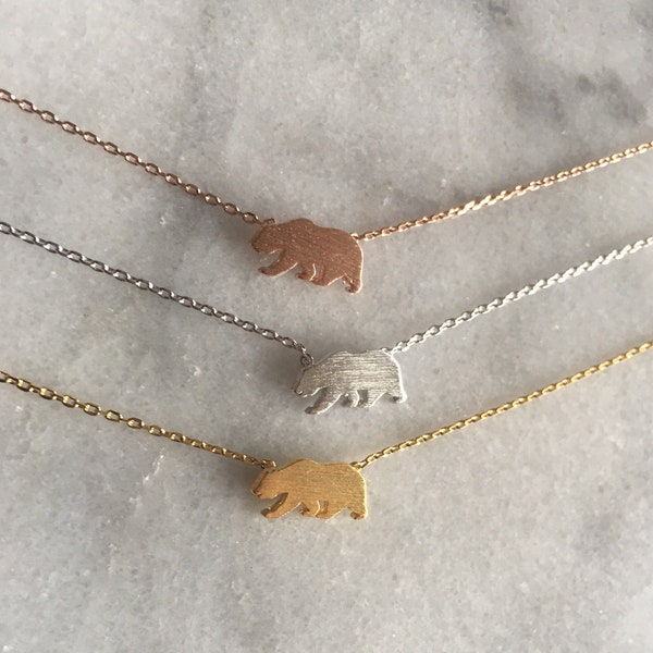 Bear Necklace, Gold Bear Necklace, Silver Bear Necklace, Bear Lover, Cal State, California Bear, Gift for Friend, Minimalist, Gift Box