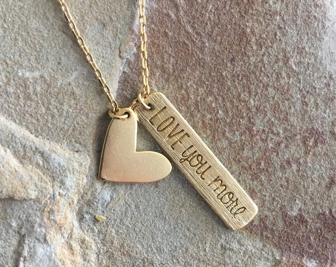 Love You More Necklace, Love You Necklace, Love You Heart Necklace, Gold Love You, Mother Daughter Necklace, Perfect Gift for Her