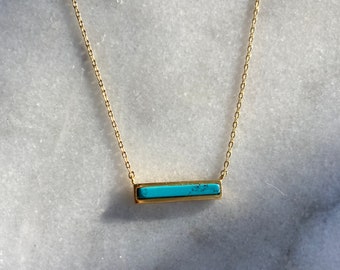 Turquoise Bar Necklace, JushShop