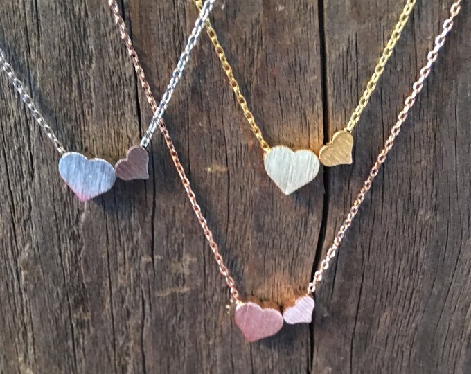 Heart Pendant, Double Heart Necklace, Mother and Child, Love You, Bridesmaids, Friendship Love Gift