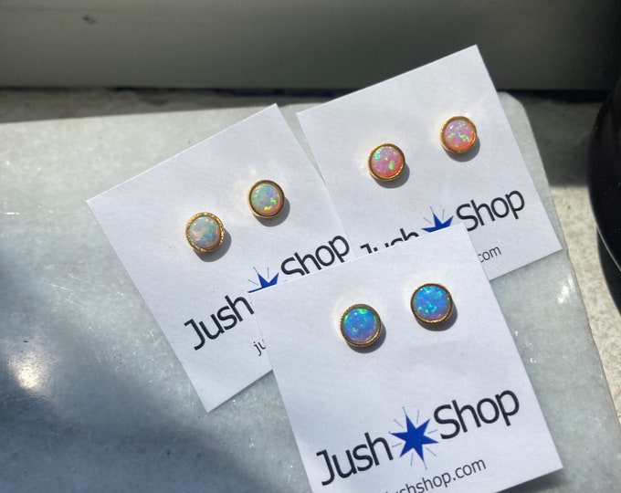 Opal Stud Earrings, JushShop