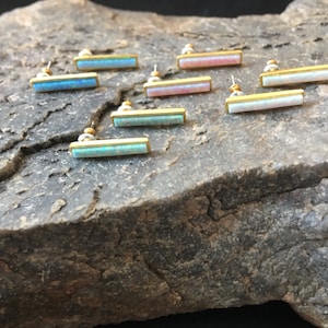 Opal Bar Earrings Dainty Minimalist Jewelry in Gold, Silver, Rose Gold  October Birthstone Gift for Her, Bridesmaids, or Layering