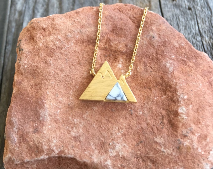 Gold Mountain Necklace White Howlite Stone