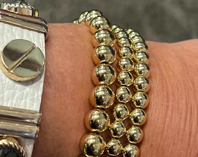 Stainless Steel Beaded Bracelet, Silver Bead Bracelet, Gold Bead Bracelet, JushShop