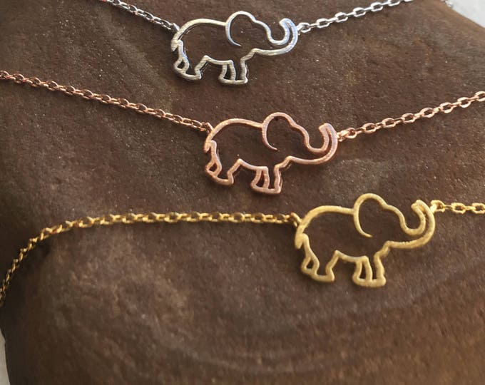 Lucky Elephant Necklace, Tiny Elephant Necklace,  Gold Elephant Necklace, Silver Elephant Necklace, Perfect Holiday Gift,