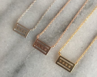 Chicago Flag Necklace, Tiny Chicago Flag Necklace, Mini Chicago Flag Necklace, Going Away Gift, Chicago Souveniur, Travel Enthusist