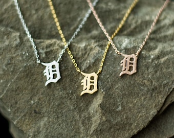 Detroit Necklace, D necklace, D Pendant, Michigan Necklace, Old English D Necklace, Detroit D Necklace, Detroit Tigers, Gift for Her