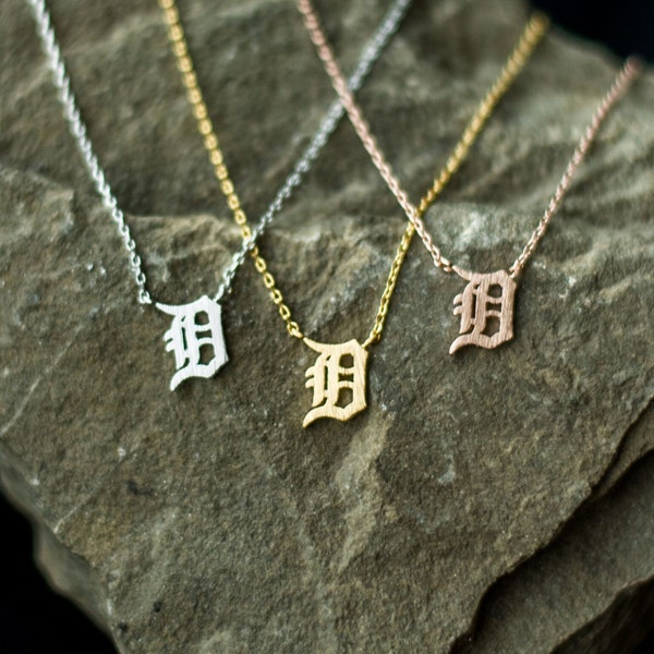 Detroit Necklace, D necklace, D Pendant, Michigan Necklace, Old English D Necklace, Detroit D Necklace, Detroit Tigers, Gift for Her