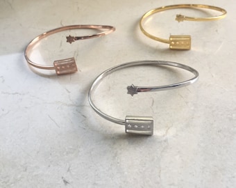 Chicago Flag Bracelet, Adjustable Cuff Bracelet, Chicago Bracelet, Gold Chicago Bracelet, Silver Chicago Bracelet, Chicago Flag Jewelry,