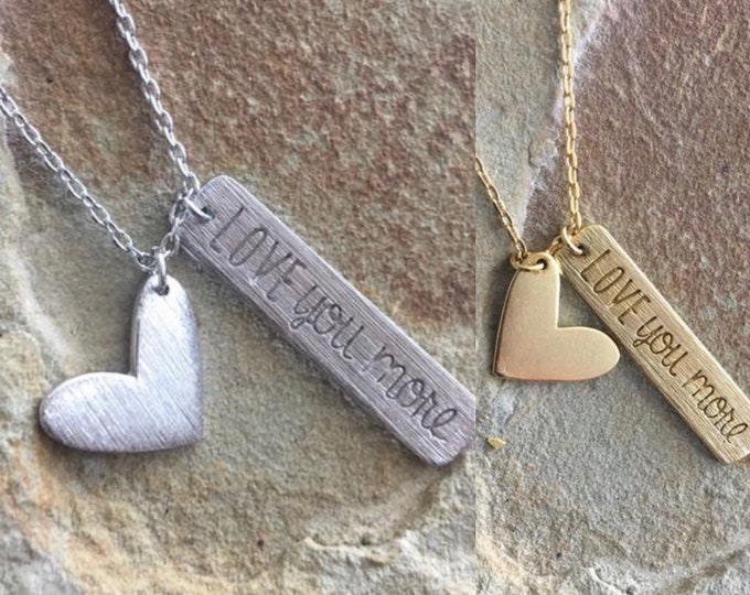 Love You More Necklace, Gold Love You Necklace, Say I Love You Necklace, Mom Gift, Daughter Gift, Gift Wrap, Free Shipping