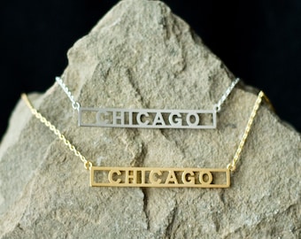 Chicago Necklace, City of Chicago Bar Necklace