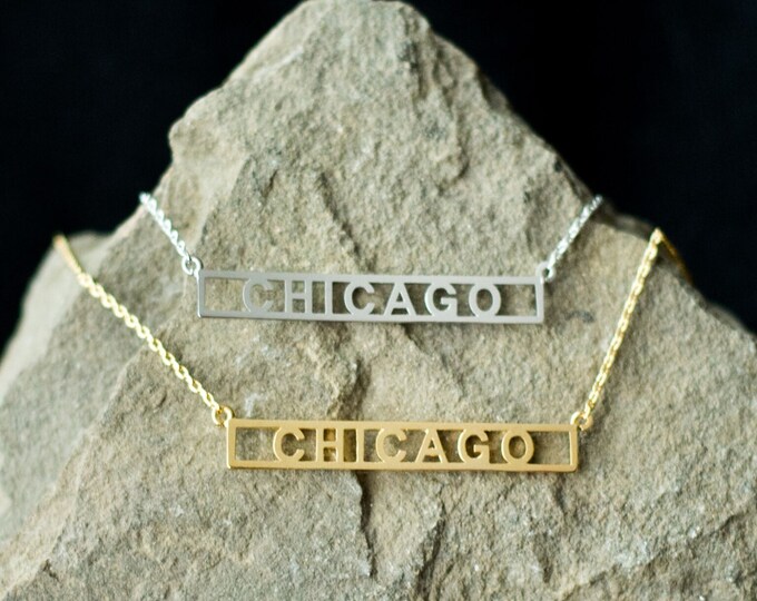 Chicago Necklace, City of Chicago Bar Necklace