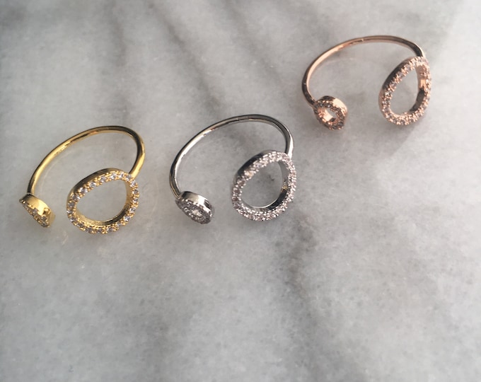 Adjustable Double Circle Bling Ring