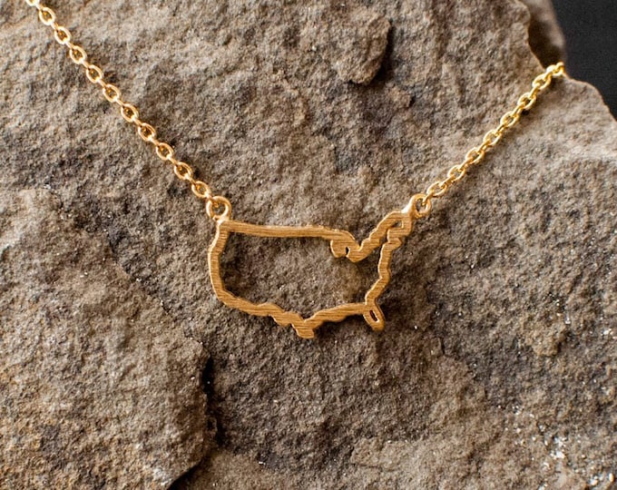 USA Necklace, US Necklace, USA Map Necklace, Country Necklace,  America Necklace, Minimalist Necklace, United States of America, JushShop