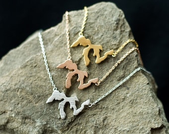 Great Lakes Necklace Lake Michigan Lake Superior Lake Huron Lake Erie Lake Ontario Midwest Gift Driftless Christmas Gift Gift Box