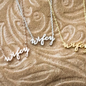 Wifey Necklace, Gold Wife Necklace, Wife Necklace, Wifey Jewelry, New Bride Necklace, Wedding Necklace, JushShop