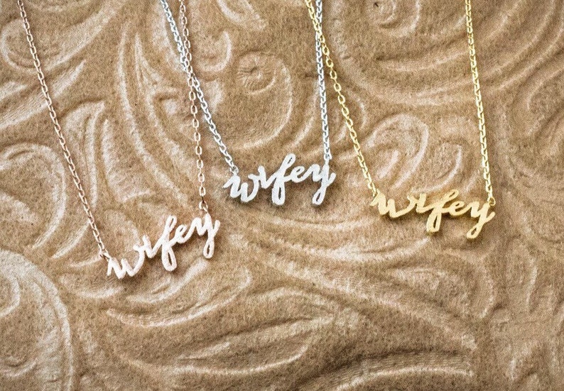 Wifey Necklace, Gold Wife Necklace, Wife Necklace, Wifey Jewelry, New Bride Necklace, Wedding Necklace, JushShop image 1