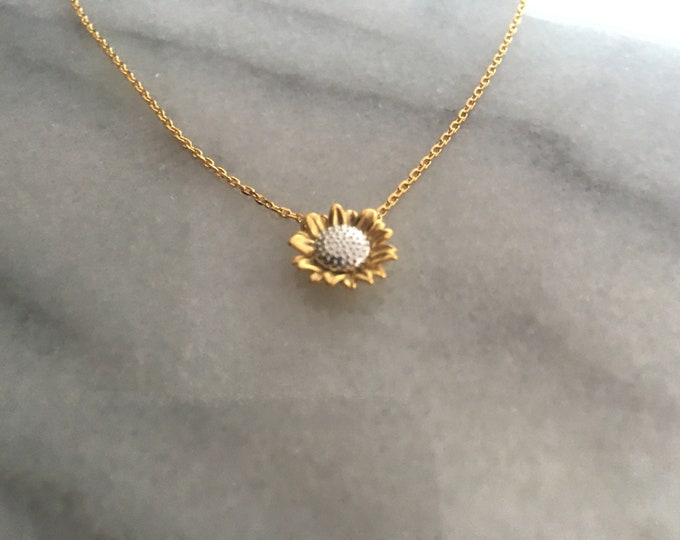 Gold Sunflower Necklace, Sunny Sun Flower Necklace, You Are My Sunshine, Sarcoma Awareness, Cancer Awareness, Birthday Gift