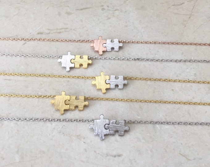 Puzzle Necklace // Puzzle Piece Necklace // Puzzle Pieces Jewelry // Autism Necklace // Autism Puzzle, Jushshop, JushShop